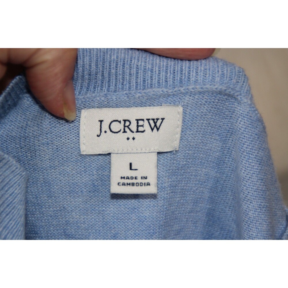 J. Crew Women's Short-Sleeve Cotton Crewneck Sweater Blue Size L Business Casual - Picture 4 of 5